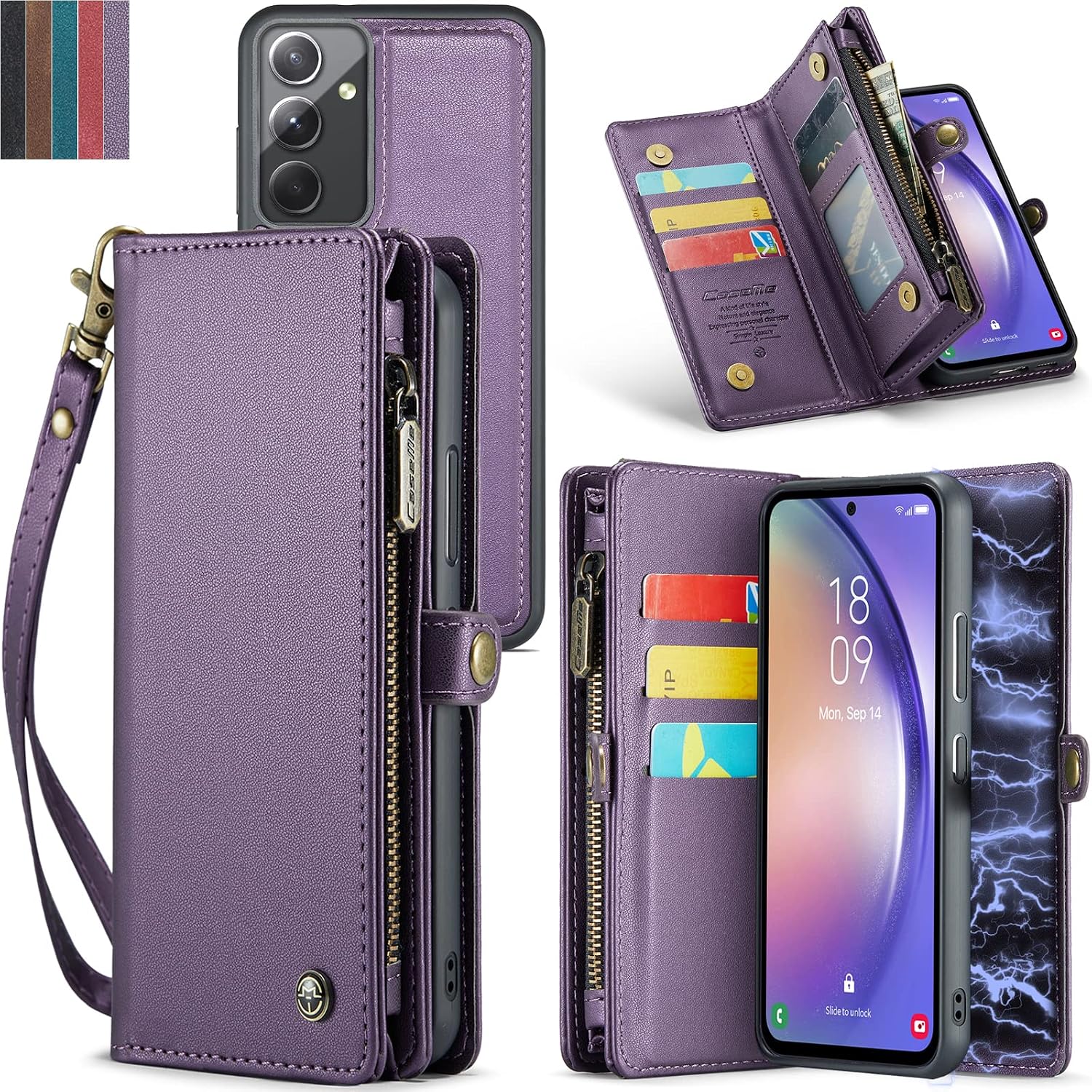 Amazon.com: Samsung Galaxy A54 Wallet Case,Zipper Folio Leather Case