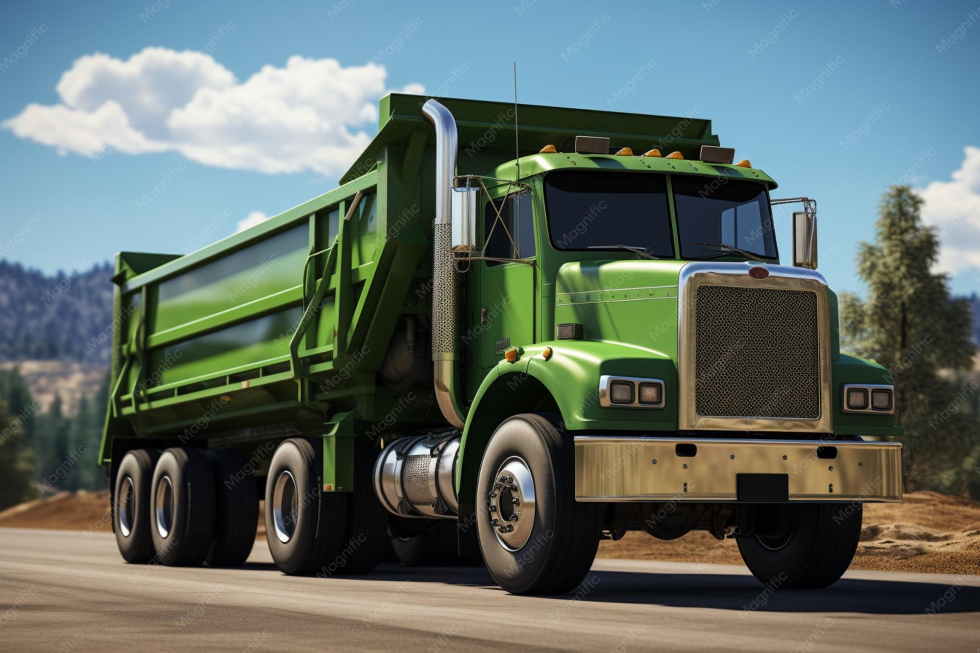 Premium Photo | A green dump truck showcasing another green dump truck