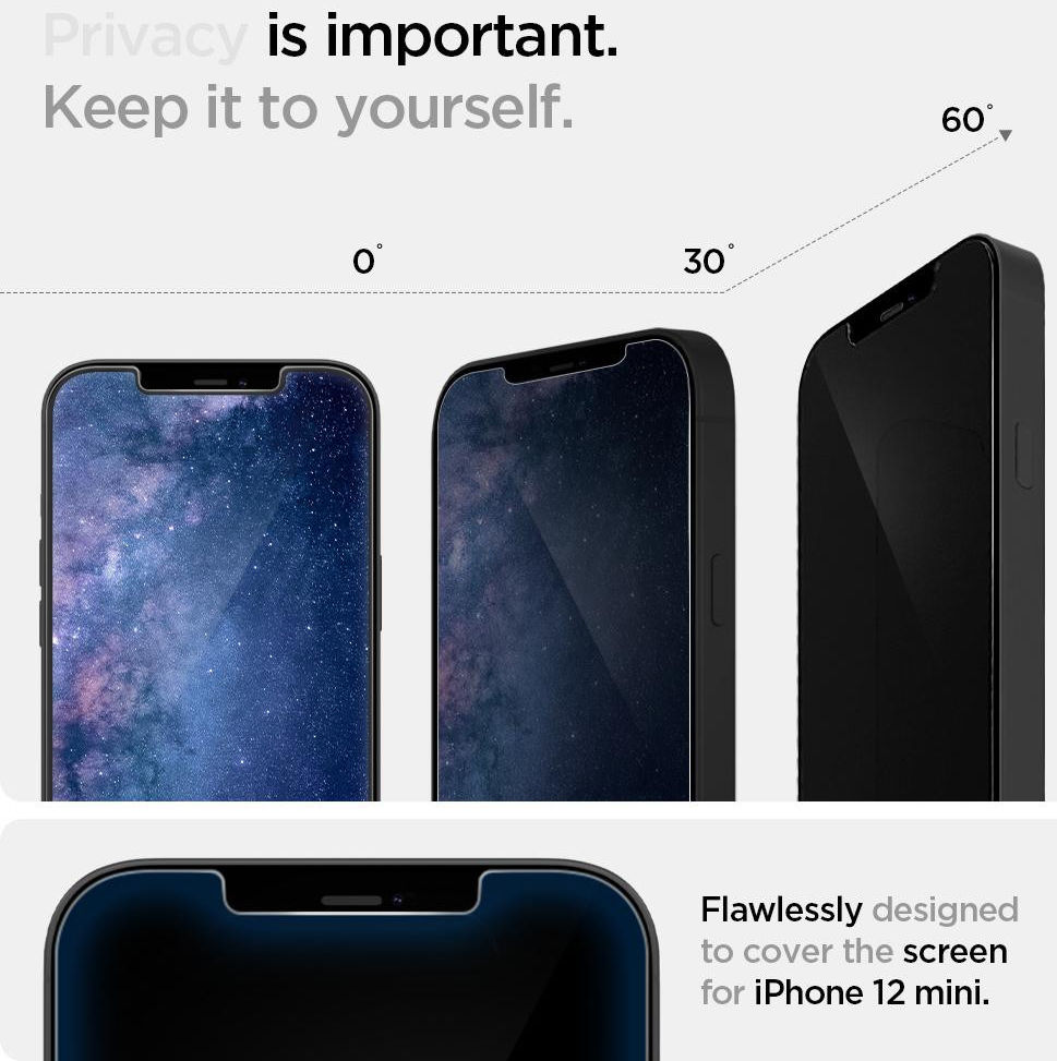 Spigen EZ Fit iPhone 12 Mini Privacy Glass Screenprotector (2-Pack
